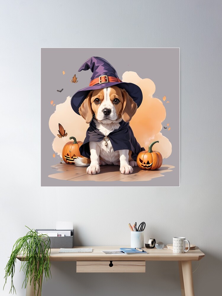 Spooky Witch beagle newest With Cauldron