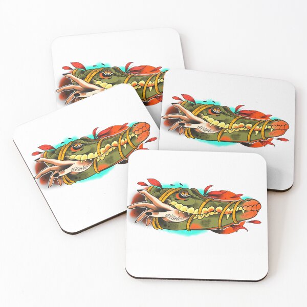 Item preview, Crocodile Tattoo Traditional Fearless designed and sold by AbiTattooArt.
