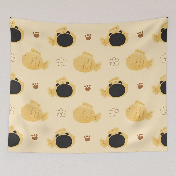 Item preview,  taiyaki cute sleeping cat bun bread fish japanese sweet pattern designed and sold by TNwandesignart.