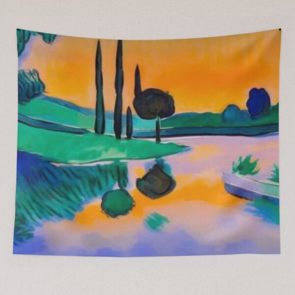 Item preview, Cypress and Olive trees by river designed and sold by George Hutton Hunter.