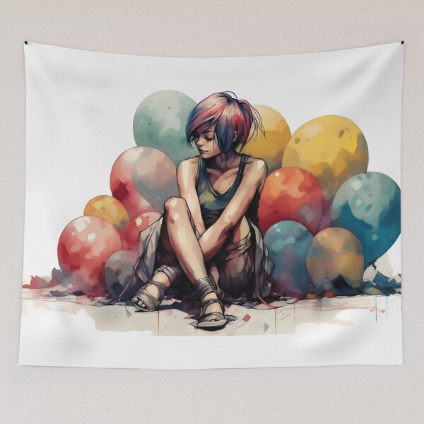 Item preview, Colored Pensketch - Girl with baloons designed and sold by ManuelAndreas.