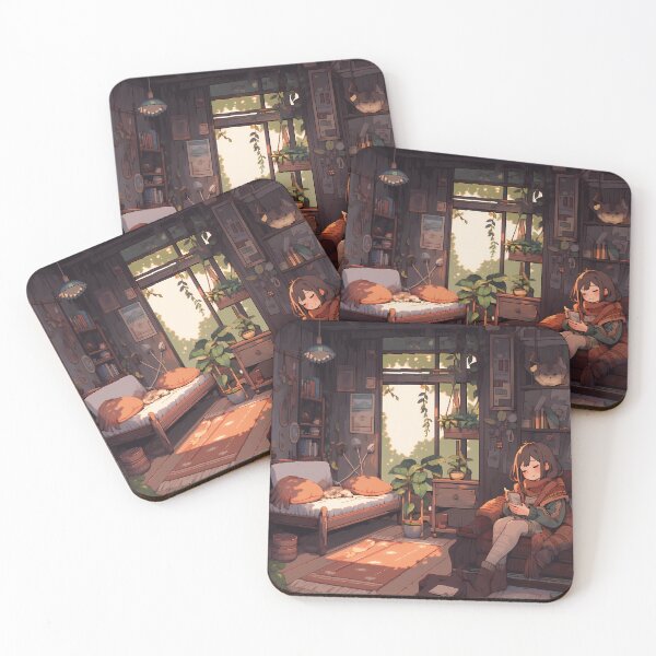Item preview, Anime girl enjoying cup of tea, pixel art- Cozy  designed and sold by octoboobs.