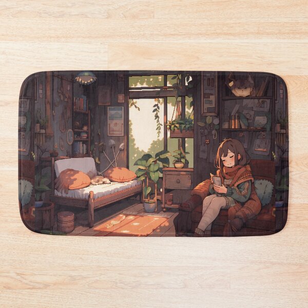 Item preview, Anime girl enjoying cup of tea, pixel art- Cozy  designed and sold by octoboobs.