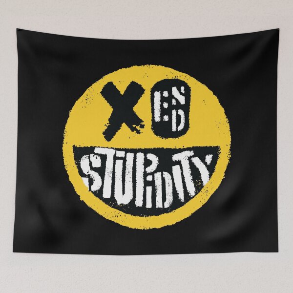 Item preview, END STUPIDITY: Smiley Face Design - Funny Anti Stupidity Message designed and sold by pelagio.