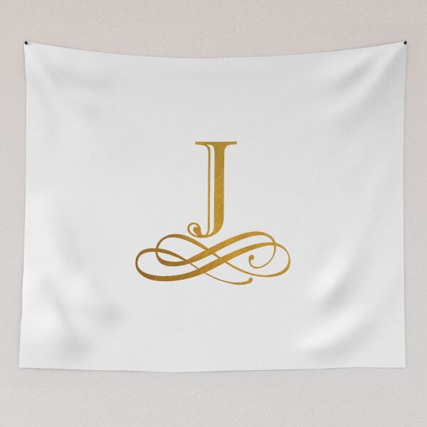 Item preview, Monogram J Gold Ribbon Flourish designed and sold by simplymonogram.