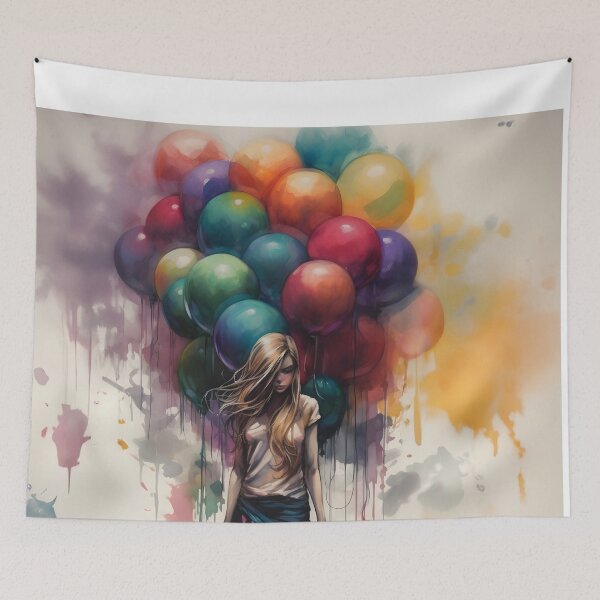 Item preview, Colored Pensketch - Girl with baloons designed and sold by ManuelAndreas.