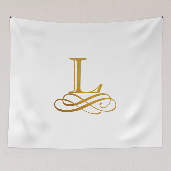 Item preview, Monogram L Gold Ribbon Flourish designed and sold by simplymonogram.
