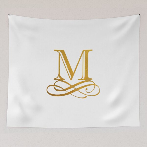Item preview, Monogram M Gold Ribbon Flourish designed and sold by simplymonogram.