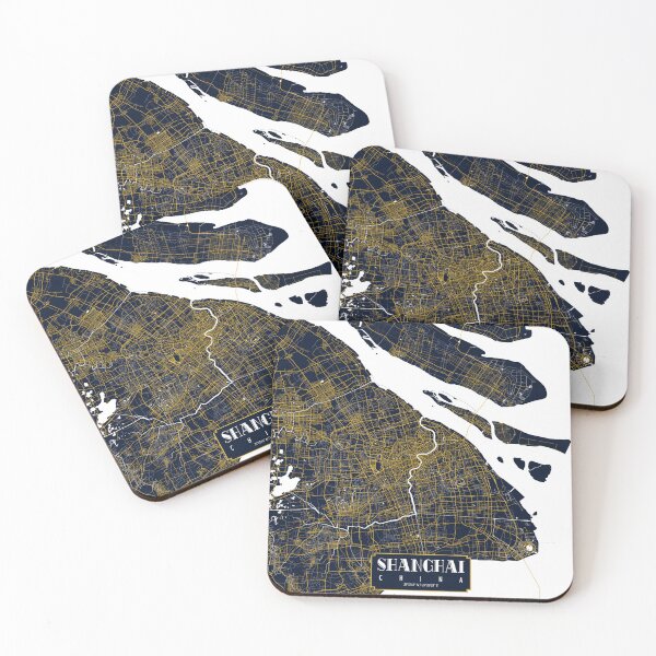Item preview, Shanghai City Map of China - Gold Art Deco designed and sold by deMAP.