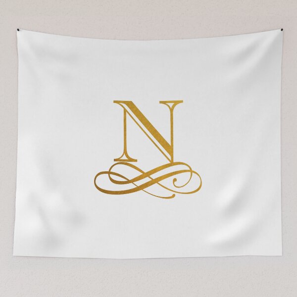 Item preview, Monogram N Gold Ribbon Flourish designed and sold by simplymonogram.