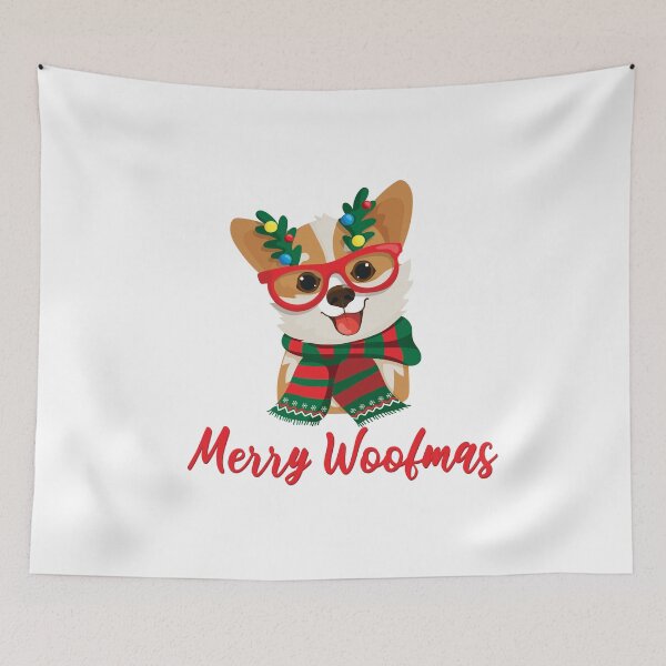 Item preview, Merry Christmas Winter Holiday Happy Dog  designed and sold by ArtByKattie.