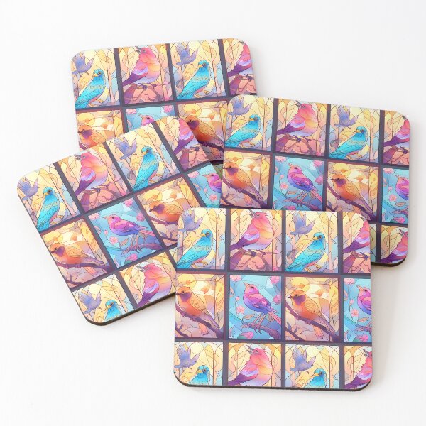 Item preview, Colorful glass stained Birds design  designed and sold by octoboobs.