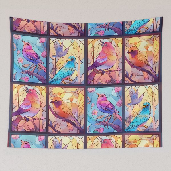 Item preview, Colorful glass stained Birds design  designed and sold by octoboobs.