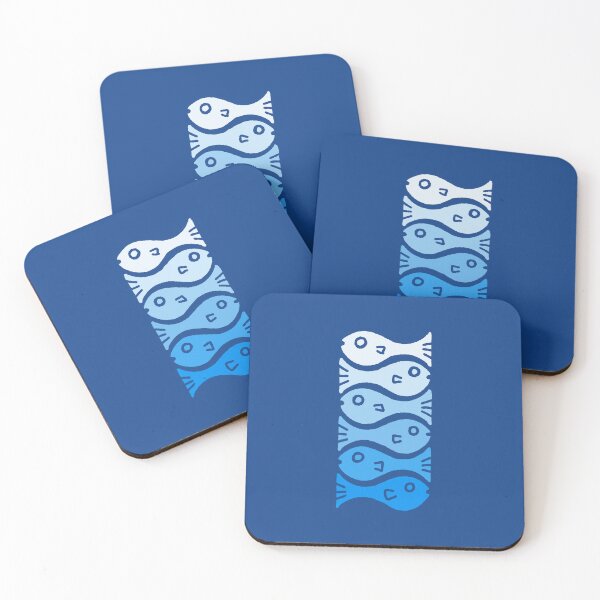 Item preview, Modern minimalistic ocean fish pattern in soft shades of blue designed and sold by madebymoukie.