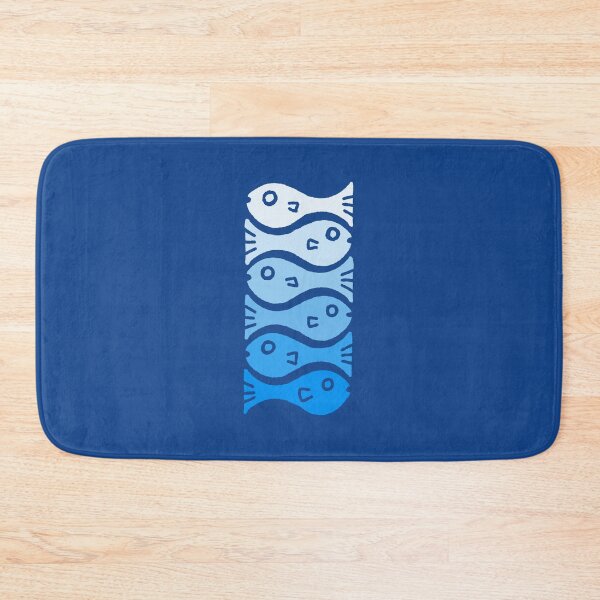 Item preview, Modern minimalistic ocean fish pattern in soft shades of blue designed and sold by madebymoukie.