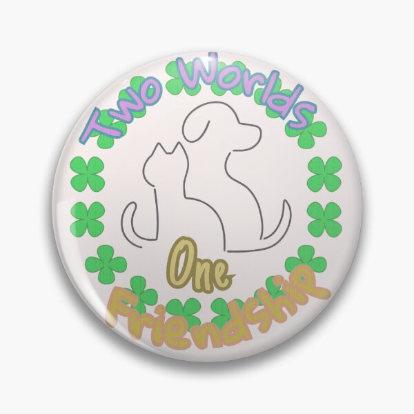 Item preview, Two worlds, one friendship, black silhouettes of a dog and a cat against the background of green clover leaves as a symbol of friendship between different personalities designed and sold by SplashTastic.