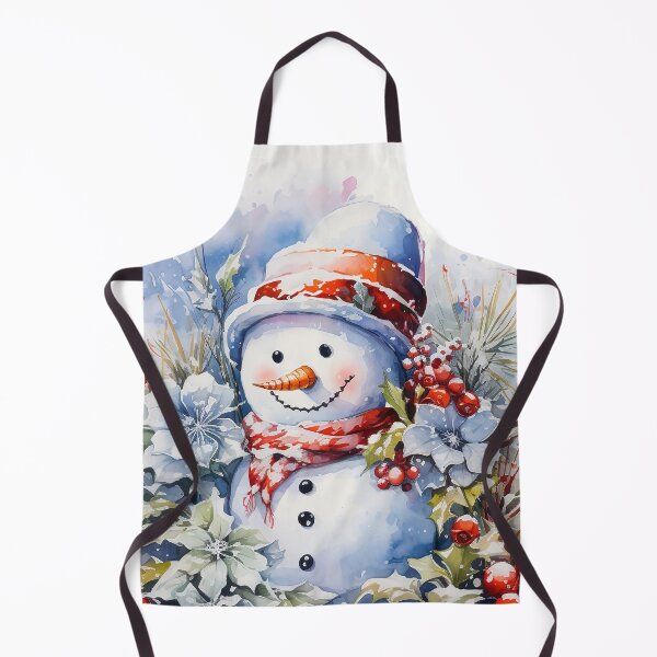 Item preview, Watercolour Snowman winter blue and white red Christmas vintage designed and sold by Inktown.