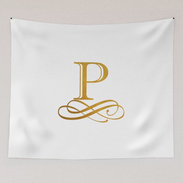 Item preview, Monogram P Gold Ribbon Flourish designed and sold by simplymonogram.