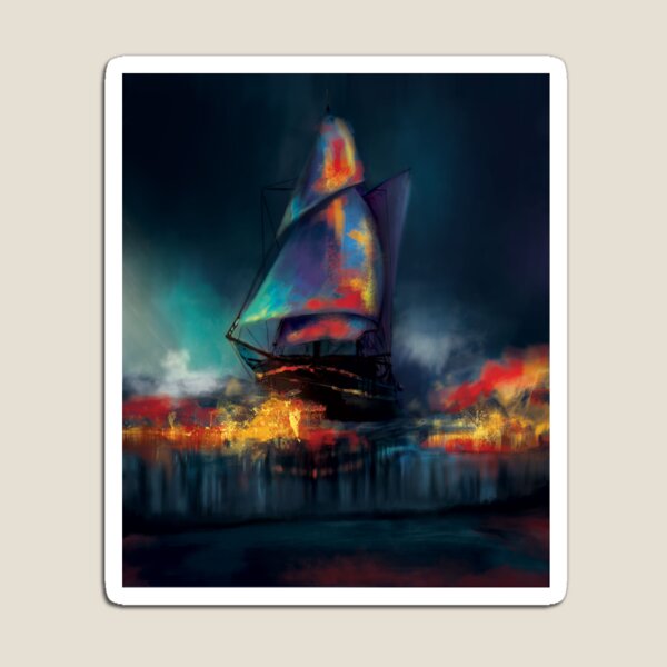 Fantasy Ship Sailing At Night Magnet