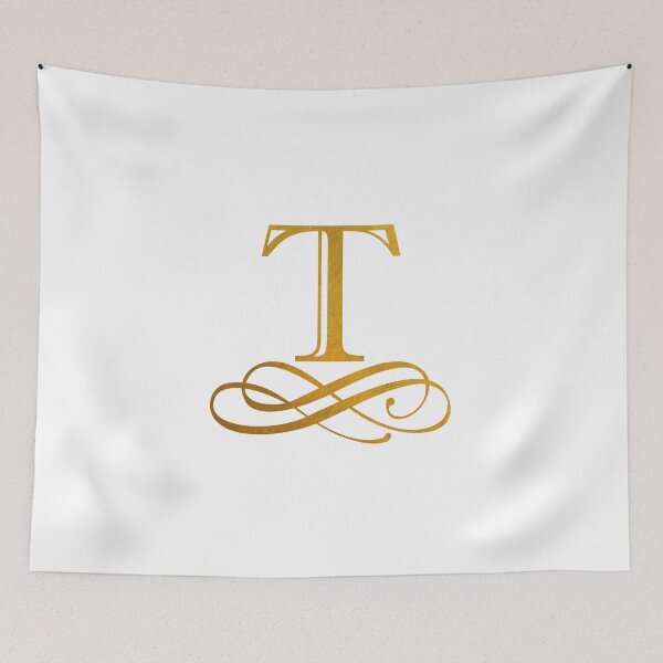 Item preview, Monogram T Gold Ribbon Flourish designed and sold by simplymonogram.