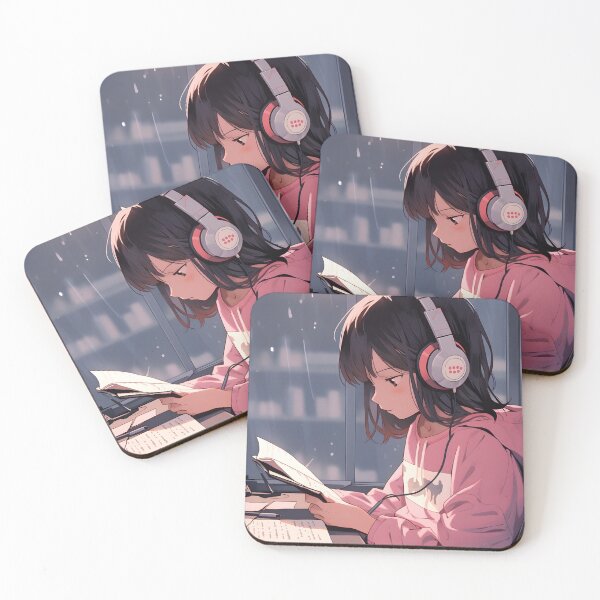 Item preview, Lo-fi girl studying with headphones designed and sold by Maxwell808.