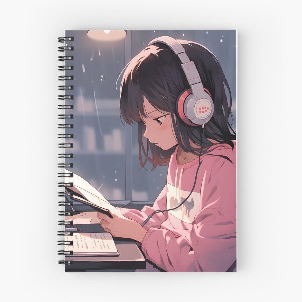 Item preview, Lo-fi girl studying with headphones designed and sold by Maxwell808.