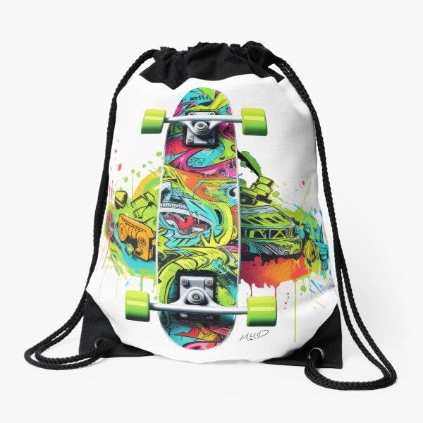 Scaterkid - green bomb board Drawstring Bag