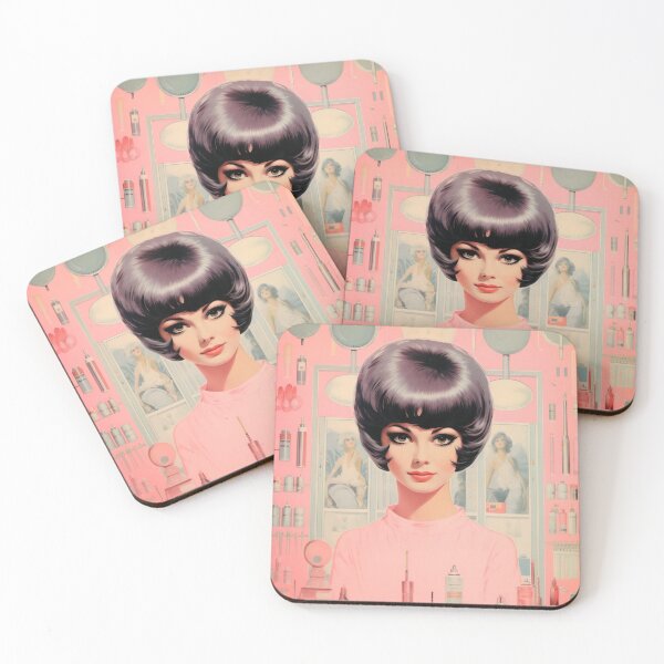 Item preview, Woman in pink dress in retro vintage advertising style from the 50s designed and sold by GoldenTimesCafe.