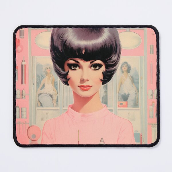 Item preview, Woman in pink dress in retro vintage advertising style from the 50s designed and sold by GoldenTimesCafe.
