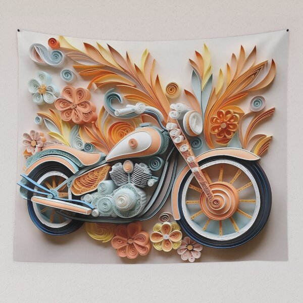 Item preview, Decorative Paper Quilling motorcycle pastel print designed and sold by dcrc.