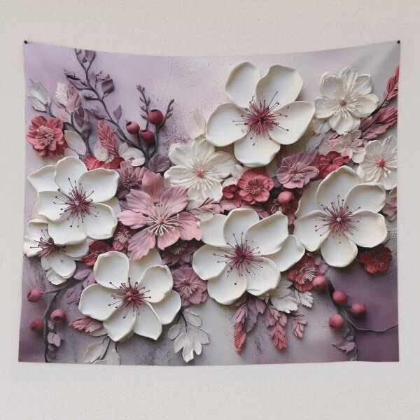 Item preview, 3 dimensional colorful flowers art print designed and sold by dcrc.