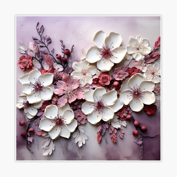 3 dimensional colorful flowers art print