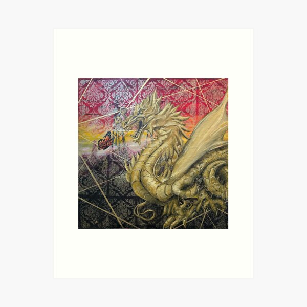 When the Dragon meets the Butterfly Art Print