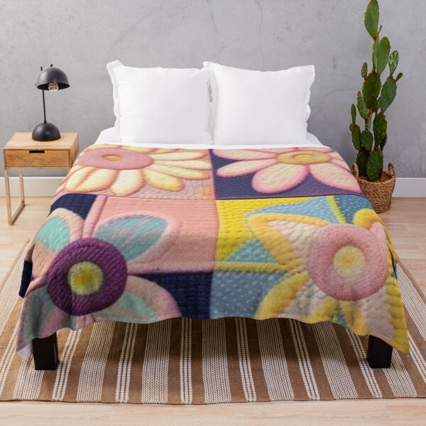 Item preview, Pink and blue floral quilt designed and sold by Roxburylane.