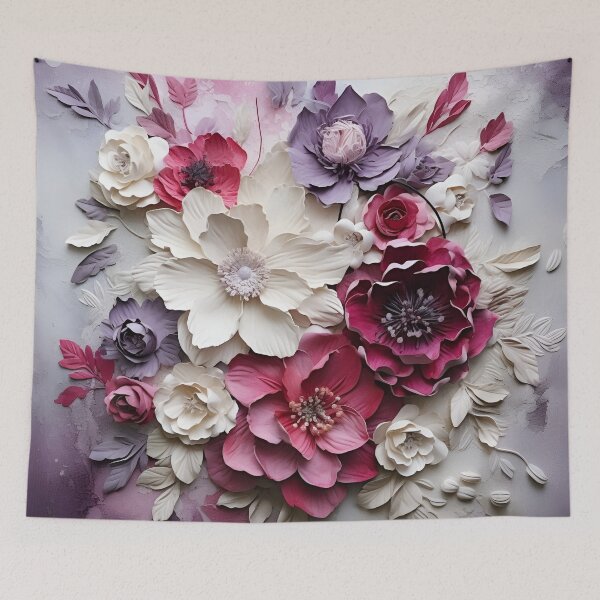 Item preview, 3 dimensional colorful flowers art print designed and sold by dcrc.