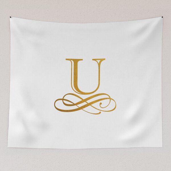 Item preview, Monogram U Gold Ribbon Flourish designed and sold by simplymonogram.