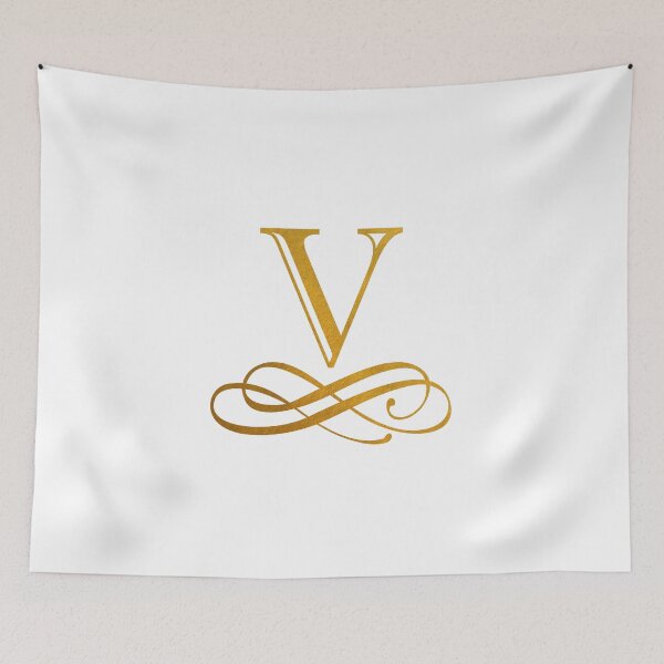 Item preview, Monogram V Gold Ribbon Flourish designed and sold by simplymonogram.