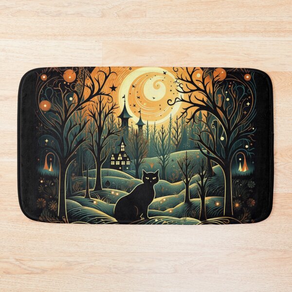 Item preview, Vintage Cat Halloween Scene Black Occult House Pumpkin  designed and sold by GrinGalore.