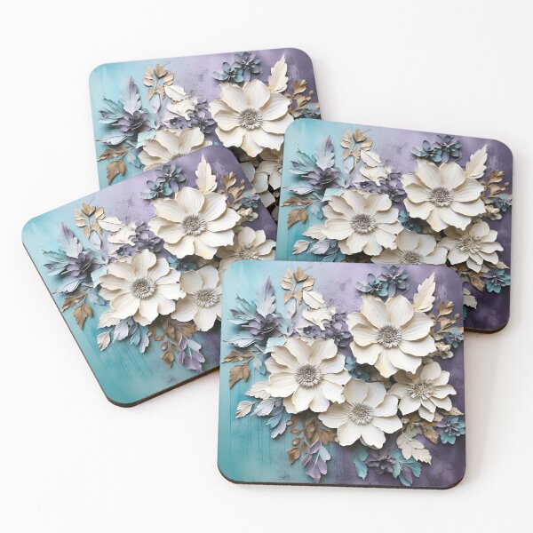 Item preview, 3 dimensional colorful flowers art print designed and sold by dcrc.