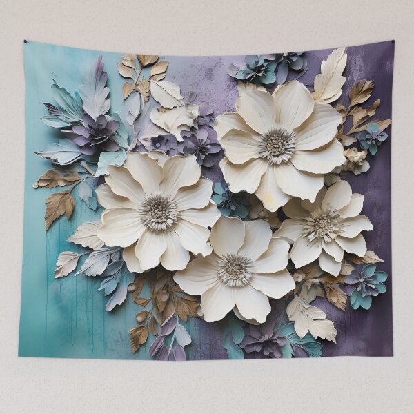 Item preview, 3 dimensional colorful flowers art print designed and sold by dcrc.