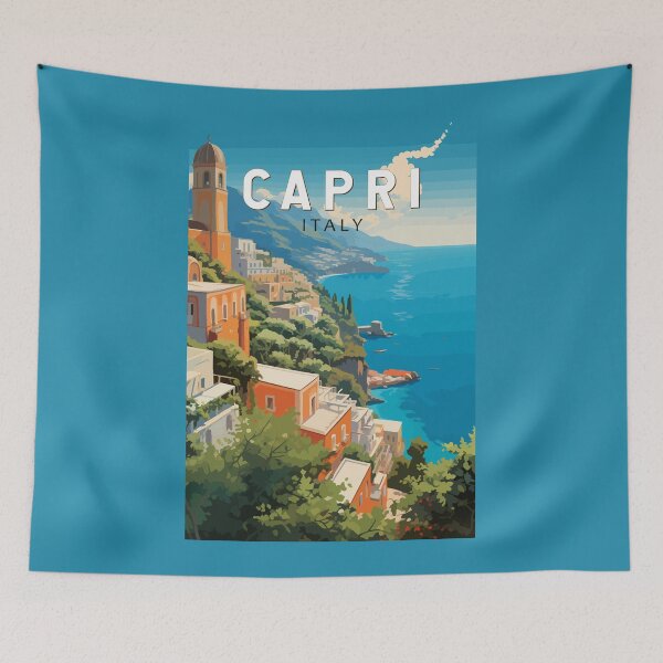 Item preview, Capri Italy Travel Art Vintage designed and sold by KrisSidDesigns.