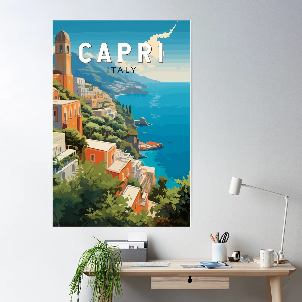 Capri Print Black And White, Capri Wall Art, Capri Poster, Capri Photo,  Capri Wall Decor, Italy, Nap Canvas Wall Art Poster And Print