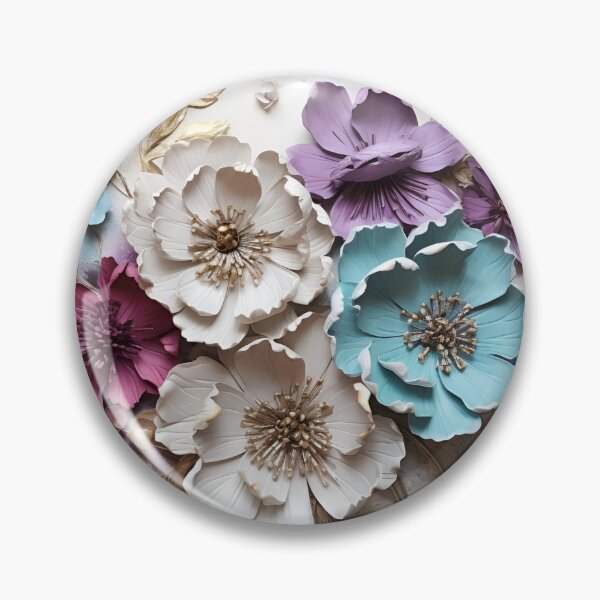 Item preview, 3 dimensional colorful flowers art print designed and sold by dcrc.