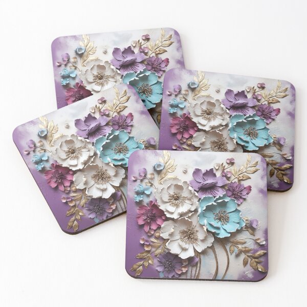Item preview, 3 dimensional colorful flowers art print designed and sold by dcrc.