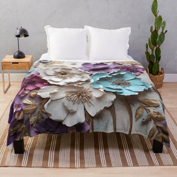 Item preview, 3 dimensional colorful flowers art print designed and sold by dcrc.