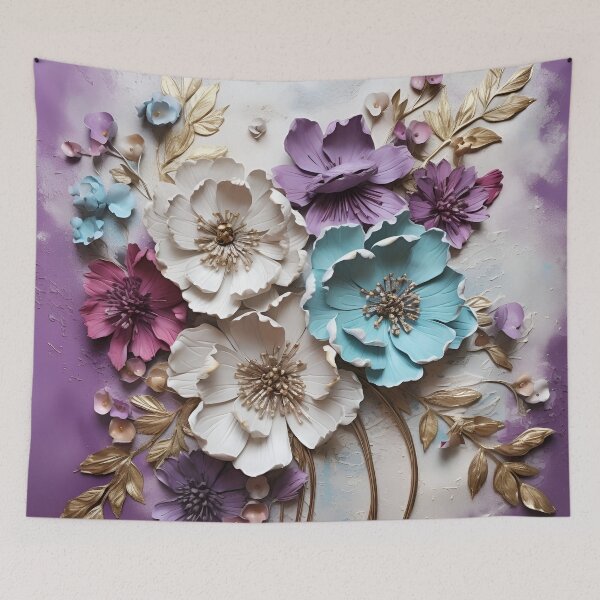 Item preview, 3 dimensional colorful flowers art print designed and sold by dcrc.
