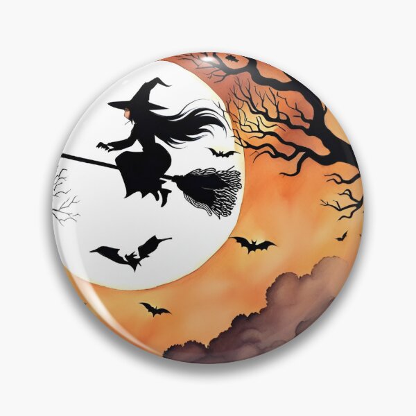 Item preview, Witch on Broomstick Silhouetted in Full Moon designed and sold by AuroraSpringer.