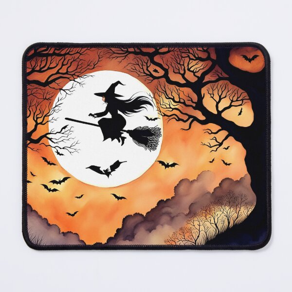 Item preview, Witch on Broomstick Silhouetted in Full Moon designed and sold by AuroraSpringer.