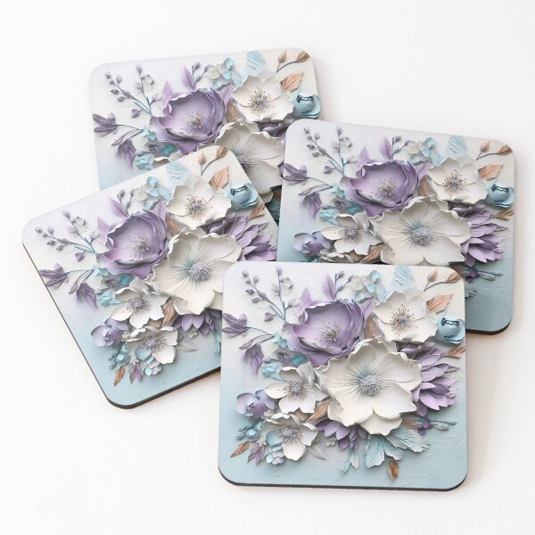 Item preview, 3 dimensional colorful flowers art print designed and sold by dcrc.