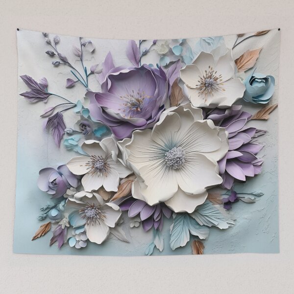 Item preview, 3 dimensional colorful flowers art print designed and sold by dcrc.
